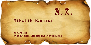 Mikulik Karina névjegykártya